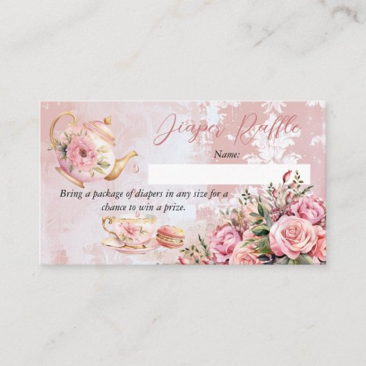 Rosa Blumenstrauß Kinderdusche Windelwanne Begleitkarte (Vorderseite)