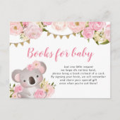 Rosa Blumenstrauß Koala Bücher für Kinder Einladungspostkarte (Vorderseite)