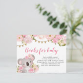Rosa Blumenstrauß Koala Bücher für Kinder Einladungspostkarte (Stehend Vorderseite)