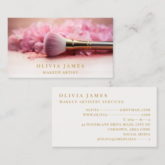 Rosa Blumenstrauß Makeup Artist Schönheitssalon Visitenkarte (Vorne/Hinten)