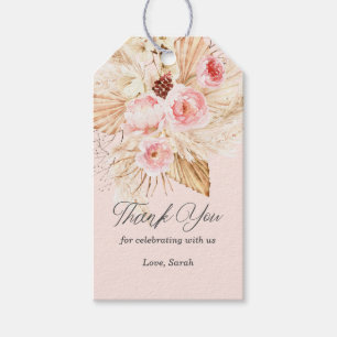 Rosa Blumenstrauß Pampelgras Kindermädchen Dusch Geschenkanhänger