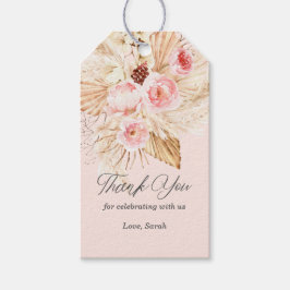 Rosa Blumenstrauß Pampelgras Kindermädchen Dusche Geschenkanhänger