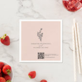 Rosa Blumenstrauß Qr Code Hochzeitstag Serviette (Beispiel)