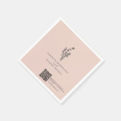 Rosa Blumenstrauß Qr Code Hochzeitstag Serviette (Ecke)