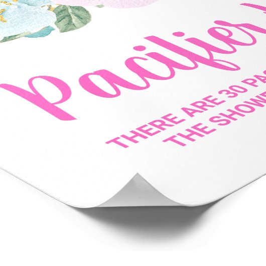 Rosa Blumenstrauß Schnuller Jagd Kinderspielzeiche Poster (Ecke)