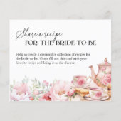 Rosa Blumenstrauß Tee Brautparty Rezept Karte (Rückseite)