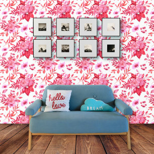 Rosa Blumenstrauß und Blattmuster Tapete