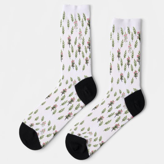 Rosa Blumenstrauß-Wiederholung Socken (Linkes Detail)
