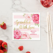 Rosa Blumenstreifen Gold Sprinkler mit Liebe Serviette (Beispiel)