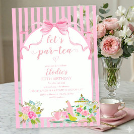 Rosa Blumenstreifen Lass uns Par-tea Geburtstag fe Acryleinladungen