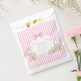Rosa Blumenstreifen Lass uns Par-tea Geburtstag fe Geschenktütchen