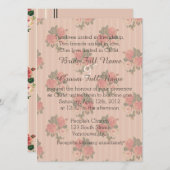 Rosa Blumenstreifen Rose Christlich, religiös Einladung (Vorne/Hinten)