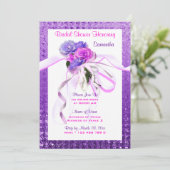 Rosa Blumenstylisch lila Brautpavillon Einladung (Stehend Vorderseite)