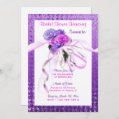 Rosa Blumenstylisch lila Brautpavillon Einladung (Vorne/Hinten)