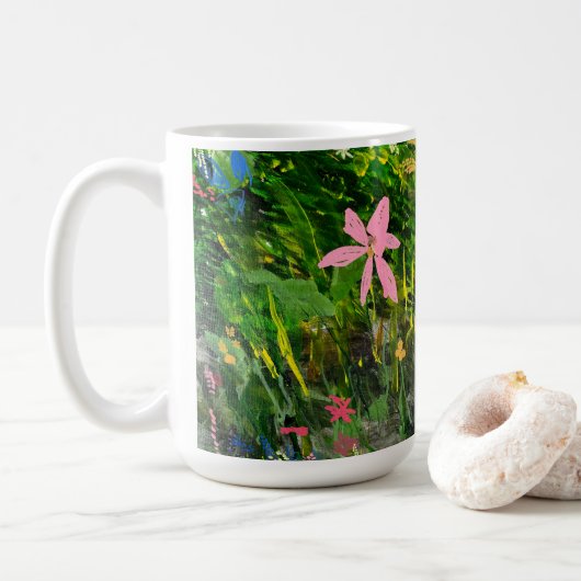 Rosa BlumenTasse Kaffeetasse (Mit Donut)