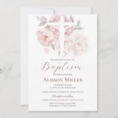 Rosa Blumentaufen Einladung (Vorderseite)