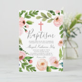 Rosa Blumentaufen Einladung (Stehend Vorderseite)