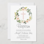 Rosa Blumentaufen Einladung (Vorderseite)