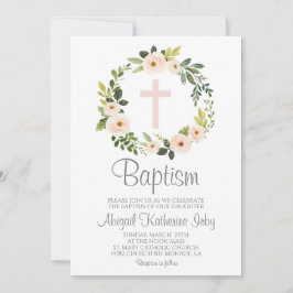 Rosa Blumentaufen Einladung