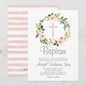 Rosa Blumentaufen Einladung (Vorne/Hinten)