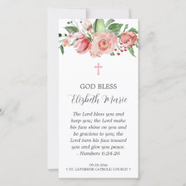 Rosa Blumentaufen Lesezeichen Gefallen für Mädchen Dankeskarte