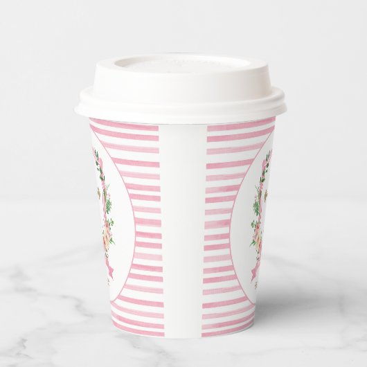 Rosa Blumentaufen Pappbecher (Links)