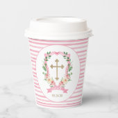 Rosa Blumentaufen Pappbecher (Vorderseite)