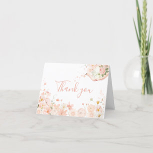 Rosa Blumentee für zwei Babyduschen Dankeskarte