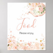 Rosa Blumentee für zwei Babyduschen Poster (Vorne)