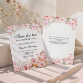 Rosa Blumentee mit Mama als Babydusche Einladung