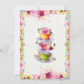 Rosa Blumentee Party Geburtstag Einladung (Rückseite)