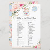 Rosa Blumentee Party Was ist in deinem Handspiel? (Vorne/Hinten)