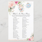 Rosa Blumentee Party Was ist in deinem Handspiel? (Vorderseite)