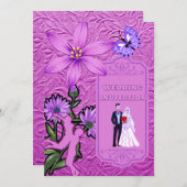 Rosa Blumentextur Islamische Hochzeit Einladung (Vorne/Hinten)