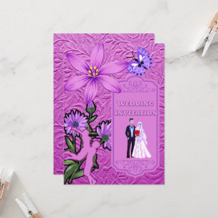 Rosa Blumentextur Islamische Hochzeit Einladung