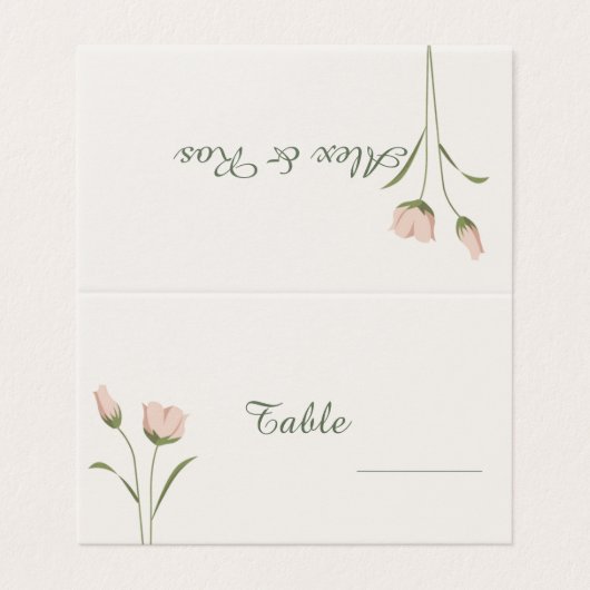 Rosa Blumentisch-Platzkarten zum Hochzeitstag (Außenseite Aufgefaltet)