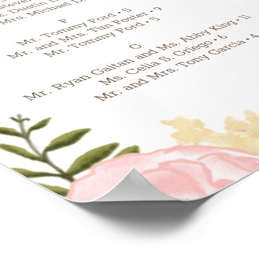 Rosa Blumenübersicht Poster (Ecke)