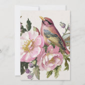 Rosa Blumenvogel Aquarell Geburtstag Einladung (Rückseite)