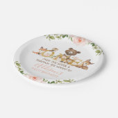 Rosa Blumenwald erste Geburtstagspopolette Pappteller (Schrägansicht)