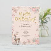 Rosa Blumenwald Hirschdusche Einladung (Stehend Vorderseite)