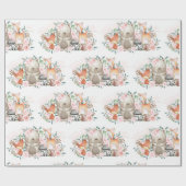 Rosa Blumenwaldbaby-Tier-Geburtstags-Dusche Geschenkpapier (Flach)