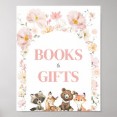Rosa Blumenwaldtiere Bücher und Geschenke Poster (Vorne)