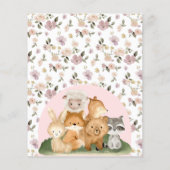 Rosa Blumenwaldtiere Oh Baby Dusche Budget Flyer (Hinten)