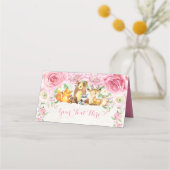 Rosa Blumenwaldtiere Platzkarte (Vorderseite)