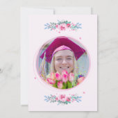 Rosa Blumenwasser Abschluss Einladung (Rückseite)