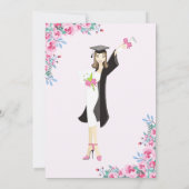 Rosa Blumenwasser Abschluss Einladung (Rückseite)