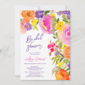 Rosa Blumenwasser-Brautparty Einladung (Vorderseite)