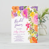 Rosa Blumenwasser-Brautparty Einladung (Stehend Vorderseite)