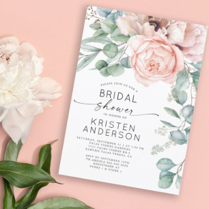 Rosa Blumenwasser Bridal Dusche Einladung
