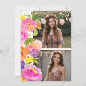 Rosa Blumenwasser-Fotos Quinceanera Einladung (Rückseite)